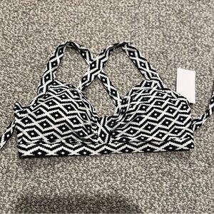 Black and White Geometric Bikini Top